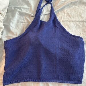 ZARA KNIT PURPLE OPEN BACK HALTER NECK TOP